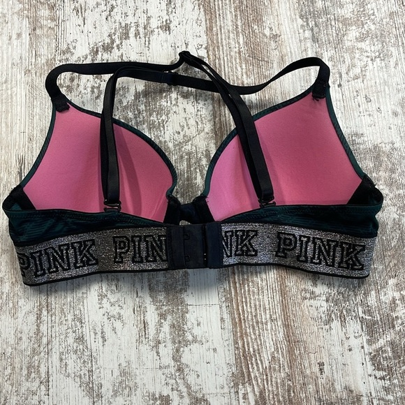 PINK Victoria’s Secret Green Plaid Wear Everywhere T-Shirt Lightly Lined Bra - Picture 3 of 8